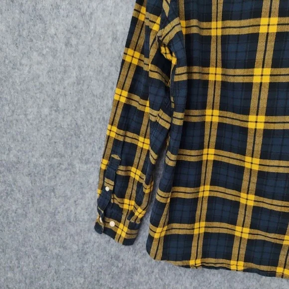 L.O.G.G X H&M Men Shirt M Plaid Flannel Button‎  Yellow Lumberjack Grunge Preppy - Picture 9 of 11